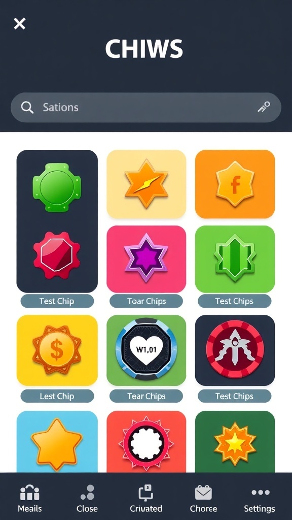 UI design of colorful chips used for tags and filters in a web application.